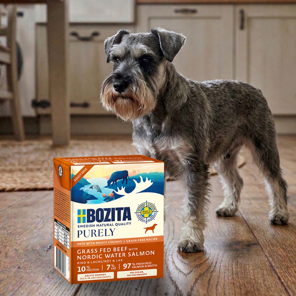 Bozita Purely Pate Duoprotein Wołowina Łosoś 370g karma mokra dla psa